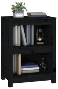 Libreria Nera 50x35x68 cm in Legno Massello di Pino