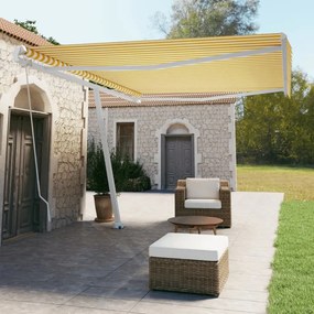 Tenda Da Sole Autoportante Manuale 500x350 Cm Gialla Bianca /