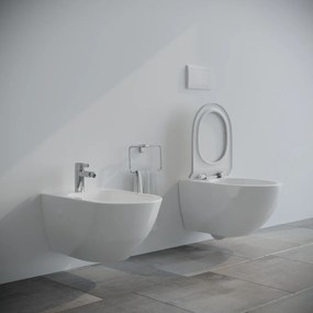 Bidet e Vaso WC Fast sospesi in ceramica completo di sedile softclose - Incluse