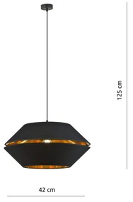 Sospensione Contemporanea 1 Luce Piano In Metallo Nero E Oro