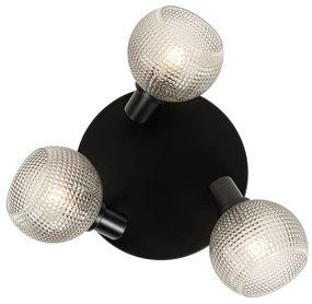 Faretto di design nero con vetro fumé 3 luci rotondo - Chico