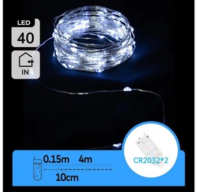 Aigostar - Catena luminosa LED natalizia 40xLED/2x3V 4m bianco freddo