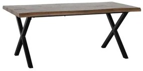 Tavolo da Pranzo Nero Metallo Marrone 180 x 90 x 75 cm DMF