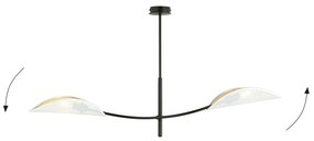 Sospensione Nordica 2 Luci Lotus In Acciaio Nero Bianco E Oro Bracci Regolabili