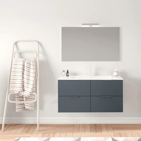 Mobile da bagno sotto lavabo SENSEA Neo grigio laccato lucido L 120 x H 64 x P 48 cm 4 cassetti, lavabo non incluso