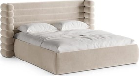 Letto matrimoniale imbottito beige con contenitore con rete inclusa 200x200 cm Mount – Micadoni