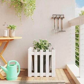 Fioriera Giardino A Recinzione Bianco 50x50x50 Cm Massello Pino /