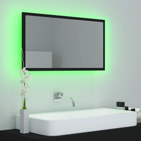 Specchio da bagno a led nero 80x8,5x37 cm in acrilico