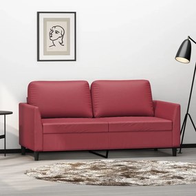 Divano A 2 Posti Rosso Vino 140 Cm İn Similpelle /