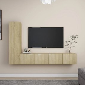 Set di mobili tv 4 pz rovere sonoma in legno multistrato