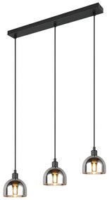 Lampadario nero/argentato con paralume in vetro Molly – Reality