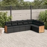 Set Divani da Giardino con Cuscini 7pz Nero Polyrattancod mxl 89776