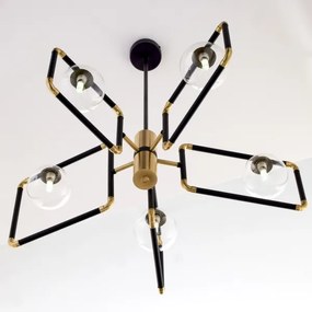 Jupiter 1985 - Lampadario a sospensione con supporto rigido IBRA 5xG9/10W/230V nero/oro