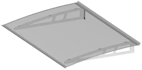 Pensilina in policarbonato trasparente L 140 x P 100 cm struttura in alluminio grigio
