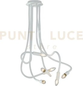 Plafoniera lover bianca 6 luci attacco e14 18x18x100cm in metallo e...