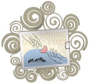 Bomboniera porta foto arabesque sabbia in ferro verniciato 16x15cmh...