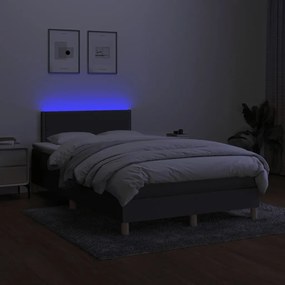 Letto a molle materasso e led grigio scuro 120x190cm in tessuto