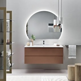 Mobile da bagno sospeso moderno con base 120 ARTICO con 2 cassetti e lavabo RUGGINE