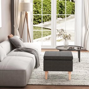 Poggiapiedi Con Gambe İn Legno Grigio Scuro İn Tessuto /