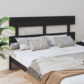 Testiera per letto nera 154x3x81 cm in legno massello di pino