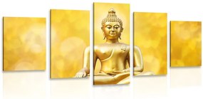Quadri 5 pezzi – Statua dorata di Buddha