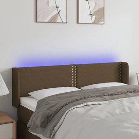 Testiera A Led Marrone Scuro 147x16x78/88 Cm İn Tessuto /