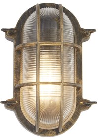 Plafoniera Esterno Vintage - Decò Paratia Alluminio Nero Oro 1 Luce E27