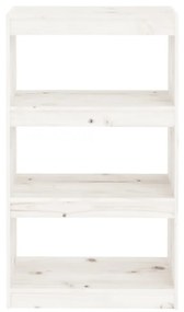 Libreria/divisorio bianco 60x30x103,5 cm legno massello di pino
