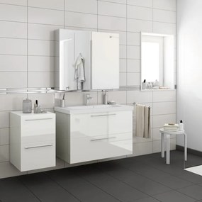 Lavabo a incasso rettangolare doppia vasca Remix L 106 x H 14 x P 49 cm in ceramica bianco lucido