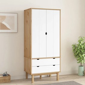 Armadio Otta Marrone E Bianco 76,5x53x172 Cm İn Legno Di Pino /