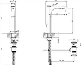 Miscelatore lavabo alto con scarico cromo Rilievo 59009 Gessi