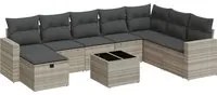 Set Divano da Giardino 9pz con Cuscini Grigio Chiaro Polyrattan 3325448