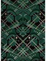 KEK Amsterdam Carta da parati Art Deco Animaux Butterfly Gold - Green