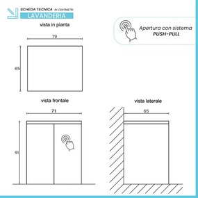 Mobile multiuso con due ante 71x65x91 cm pietra e tortora Wanda
