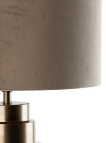 Lampada da tavolo in velluto bronzo con paralume color tortora e oro 40 cm - Bruut