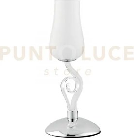 Lumetto angel bianco e cromo 1 luce attacco e14 15x34cm vetro soffiato
