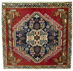 Shiraz Tappeto persiano 60x70 Rosso (Iran) Annodato A Mano