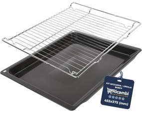 Kit Leccarda con Griglia in Acciaio per Forno Bosch Siemens Neff, Dimensioni: 45,5x37,5 cm, Bundle Essential, Compatibile con oltre 1500 Modelli