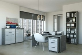 Ufficio completo in finitura Cemento e Bianco Laccato III