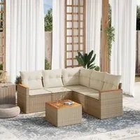 Set Divano da Giardino 6 pz con Cuscini Beige in Polyrattan 3258369