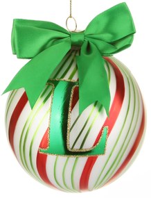 Pallina Natale con lettera L 10 cm Circus verde