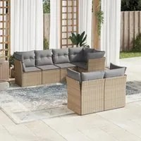 Set Divani da Giardino 7 pz con Cuscini Beige in Polyrattan 3249738