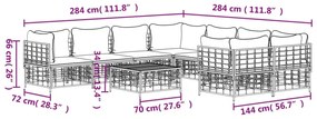 Set Divani da Giardino 9 pz con Cuscini Antracite in Polyrattan