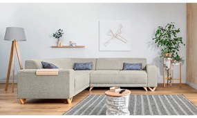 Divano angolare beige allungabile e con contenitore (con penisola a sinistra/a L) Classy Sophie – Miuform