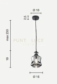 Sospensione in vetro fume' pin h19 so.pin-a-fume