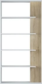 Libreria legno moderna 5 ripiani altezza 180 cm bianco e rovere Alida