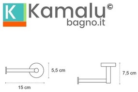 Kamalu - portarotolo bagno in acciaio inox satinato installazione a parete | mira-s