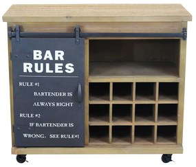 COLETTE - madia industrial in acciaio con portabottiglie