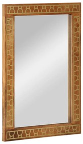 Specchio Da Bagno 50x70x2,5 Cm Legno Massello Di Mango E Vetro /