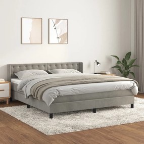 Giroletto A Molle Con Materasso Grigio Chiaro 160x200cm Velluto /
